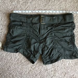 No Boundaries Ruched Shorts With Belt - Olive